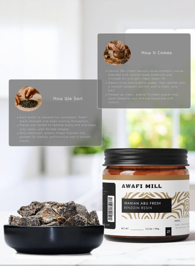 AWAFI MILL Irani Benzoin (Abu Fresh) Incense Resin 100g (3.5 Oz) - Pack of 5 | Luban Jawi Dark Benzoin for Charcoal & Bakhoor Burners - Image 4